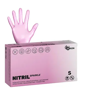 Nitrilové rukavice Espeon Nitril Sparkle - ks, perleťové růžové