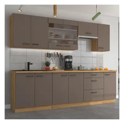 Kuchyňská linka Bolonia trufel/artisan 260 cm s pracovní deskou