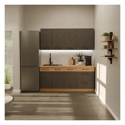 Kuchyňská linka Vigo grafit mat 180 cm bez pracovní desky