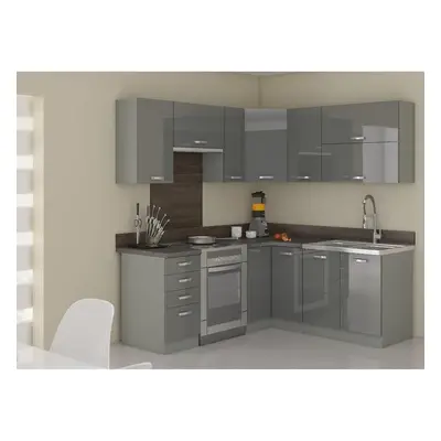 Rohová kuchyňská linka Grey 190x170 cm, s pracovní deskou, šedá