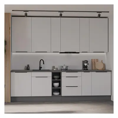 Kuchyňská linka Aria WH/ANT 300 cm bez kuchyňské desky