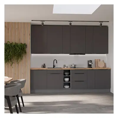 Kuchyňská linka Aria GR/ANT 300 cm bez kuchyňské desky