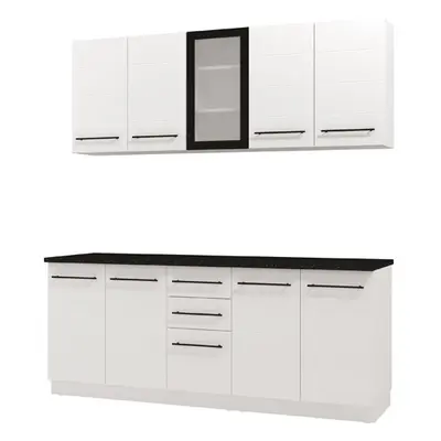 Kuchyňská linka danny-bílá,černá - pracovní deska 200cm/28mm