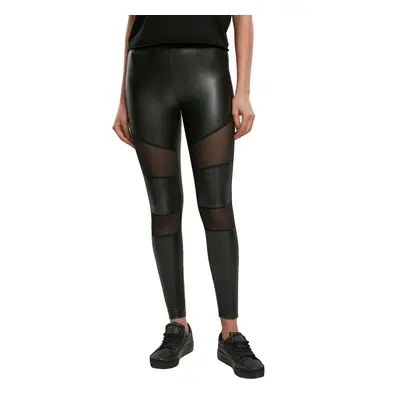 kalhoty dámské (legíny) URBAN CLASSICS - Tech Mesh Faux Leather Leggings - black