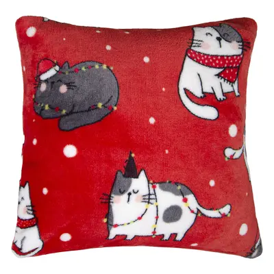 Vánoční polštář FESTIVE PETS 40x40 cm červená  mikrovlákno Varianta: Povlak na polštář s antiale