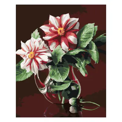 Malování podle čísel - ZÁTIŠÍ JIŘINY VE SKLENĚNÉ KONVICI(PIETER WAGEMANS) Rozměr: 40x50 cm, Rámování: vypnuté plátno na rám