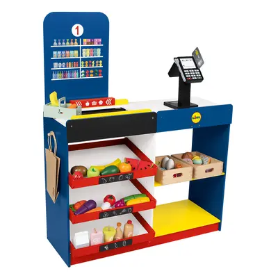 Playtive Dřevěný supermarket Lidl s pokladnou a pohyblivým pásem
