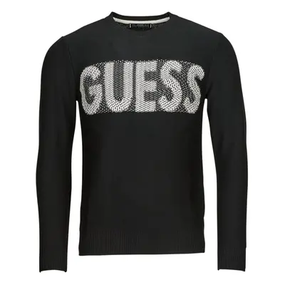 Guess  AMYAS LS CN SLOGAN SWEATER  Černá