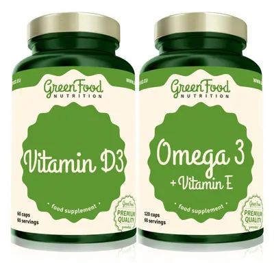 GreenFood Nutrition Omega with Vitamin E + Vitamin D3 sada pro podporu činnosti nervové soustavy