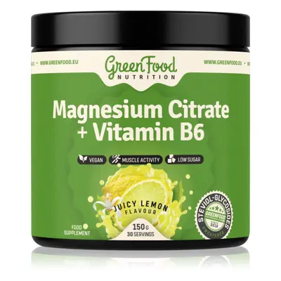 GreenFood Nutrition Magnesium Citrate + Vitamin B6 prášek pro podporu normální činnosti nervové 