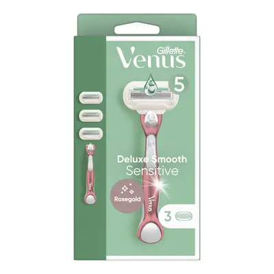 Gillette Venus Deluxe Smooth Sensitive RoseGold dámský holicí strojek + hlavice