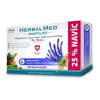 Dr. Weiss HerbalMed Šalvěj + ženšen + vitamin C 24+6 pastilek