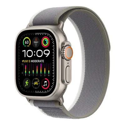 Apple Watch Ultra 49 mm Trail loop S/M smart hodinky Titanium/Green-Grey