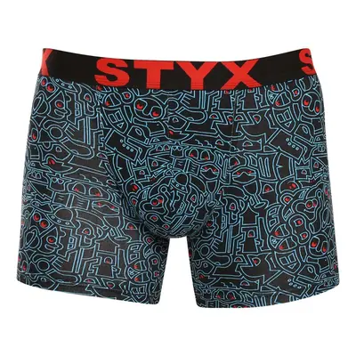 Styx Pánské boxerky long art sportovní guma doodle (U1256/2)