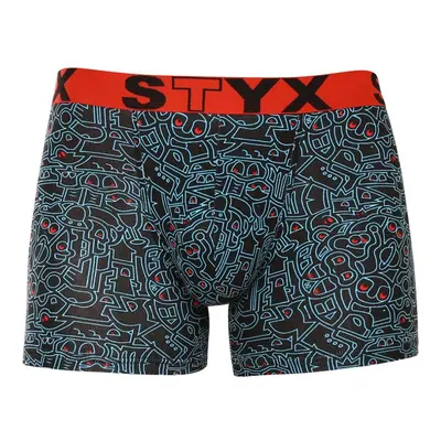 Styx Pánské boxerky long art sportovní guma doodle (U1256)