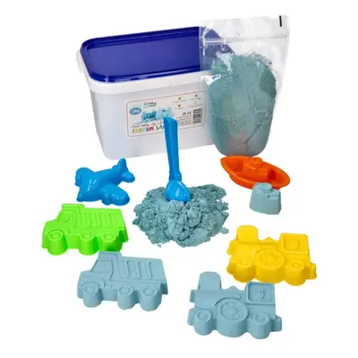 Adam Toys Kinetický písek - modrý - 2kg + formičky dopravní prostředky zdarma