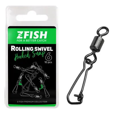 Zfish obratlík s karabinkou rolling swivel a hooked snap 10 ks - velikost 10 nosnost 21 kg