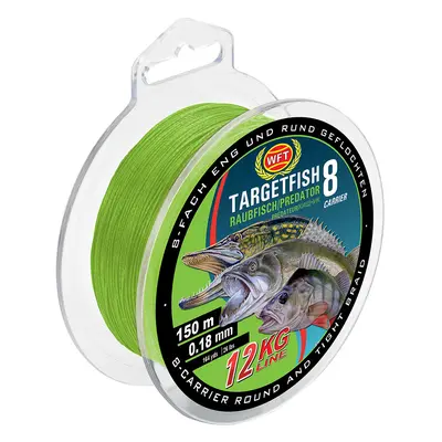 Wft splétaná šňůra targetfish 8 chartreuse 150 m zelená - 0,22 mm - 20 kg