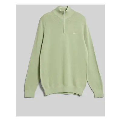 SVETR GANT COTTON PIQUE HALFZIP MILKY MATCHA