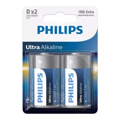 Baterie D Philips Ultra Alkaline LR20 E2B/10 alkalické (blistr 2ks)