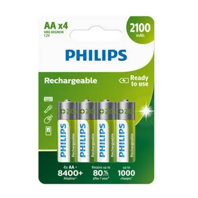 Nabíjecí tužkové baterie AA Philips MultiLife HR6 NiMH R6B4A210/10 2100mAh (blistr 4ks)