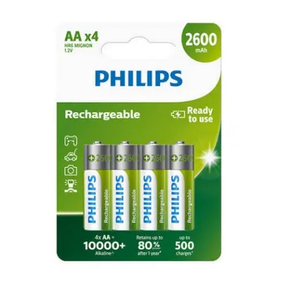 Nabíjecí tužkové baterie AA Philips MultiLife HR6 R6B4B260/10 2600mAh NiMH (blistr 4ks)