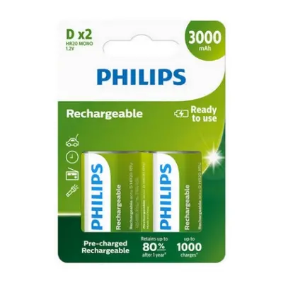 Nabíjecí baterie D Philips Multilife HR20 R20B2A300/10 3000mAh NiMH (blistr 2ks)