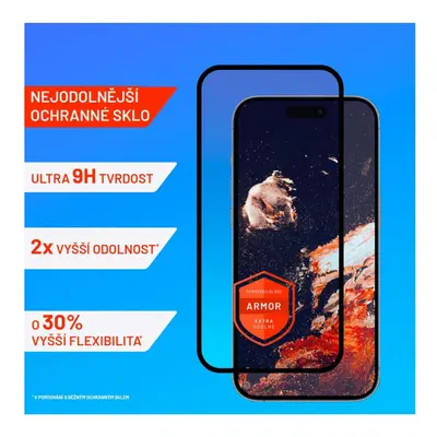 Prémiové ochranné tvrzené sklo FIXED Armor s aplikátorem pro Apple iPhone 15 Pro Max, černá