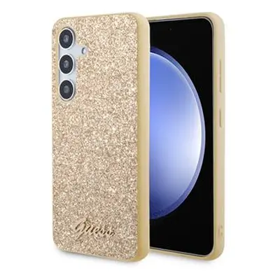 Zadní kryt Guess PC/TPU Glitter Flakes Metal Logo pro Samsung Galaxy S24+, zlatá