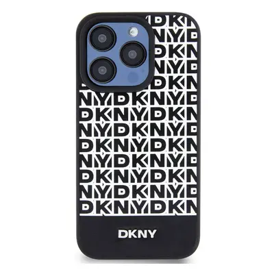 Zadní kryt DKNY PU Leather Repeat Pattern Bottom Stripe MagSafe pro Apple iPhone 13 Pro, černá