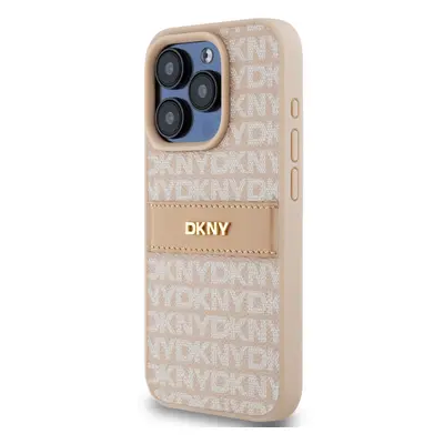 Zadní kryt DKNY PU Leather Repeat Pattern Tonal Stripe pro Apple iPhone 15 Pro Max, růžová