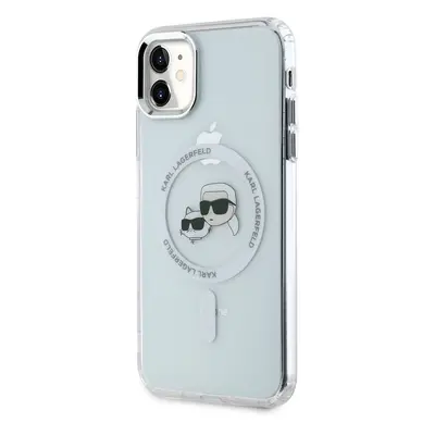 Zadní kryt Karl Lagerfeld IML K&CH Heads Metal Frame MagSafe pro Apple iPhone 11, transparentní