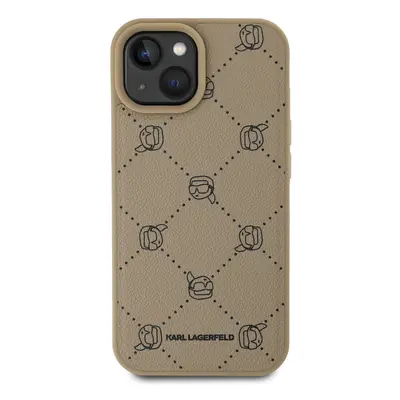 Zadní kryt Karl Lagerfeld PU Karl Heads Pattern Magsafe pro Apple iPhone 15, béžová