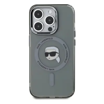 Zadní  kryt Karl Lagerfeld IML Karl Head Metal Frame MagSafe pro Apple iPhone 15 Pro, černá