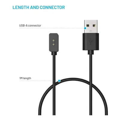 Nabíjecí USB-A kabel FIXED pro Xiaomi Mi Band/Smart Band 8/9/Pro/Active, černá