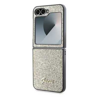 Zadní kryt Guess PC/TPU Glitter Flakes Metal Logo pro Samsung Galaxy Z Flip6, zlatá