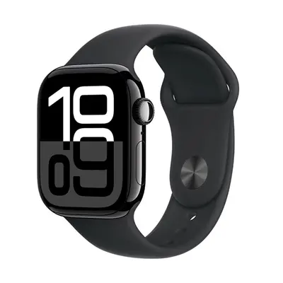 Apple Watch Series 10 GPS + Cellular 46mm Jet Black Aluminium / Black Sport Band - S/M