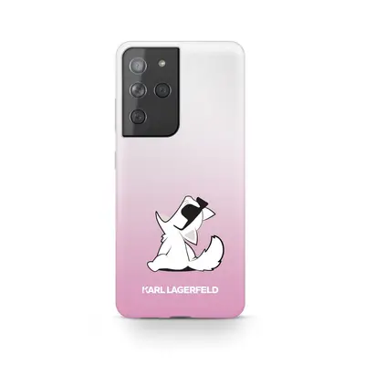 Zadní kryt Karl Lagerfeld PC/TPU Choupette Eats KLHCS21LCFNRCPI pro Samsung Galaxy S21 Ultra, rů