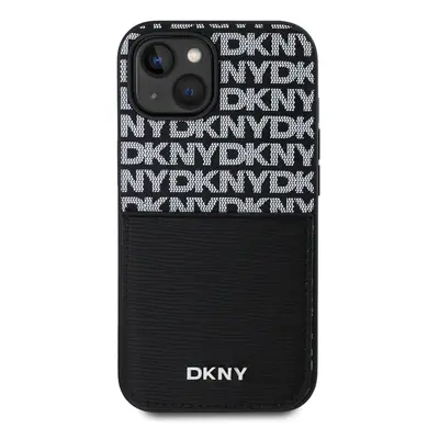 Zadní kryt DKNY PU Leather Repeat Pattern Card Pocket pro Apple iPhone 14, černá