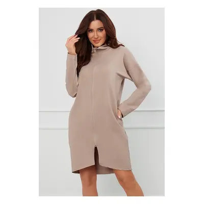 Dámský župan na zip Italian Fashion Grafi - bavlněný propínací Béžová M