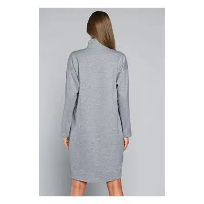 Dámský župan na zip Italian Fashion Grafi - bavlněný propínací Šedá L