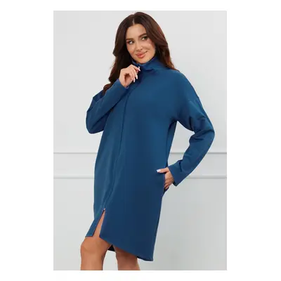 Dámský župan na zip Italian Fashion Grafi - bavlněný propínací Tmavě modrá 2XL