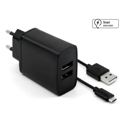 nabíječka pro mobil Set síťové nabíječky Fixed s 2xUSB výstupem a Usb/micro Usb kabelu, 1 metr, 