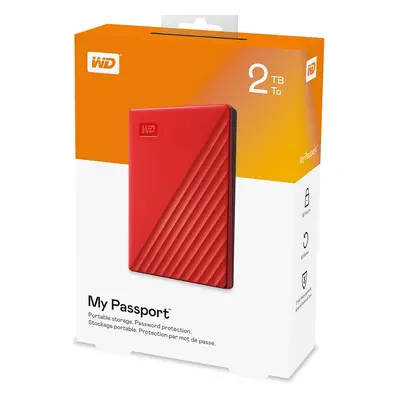 Wd externí paměťový disk My Passport 2Tb, červená