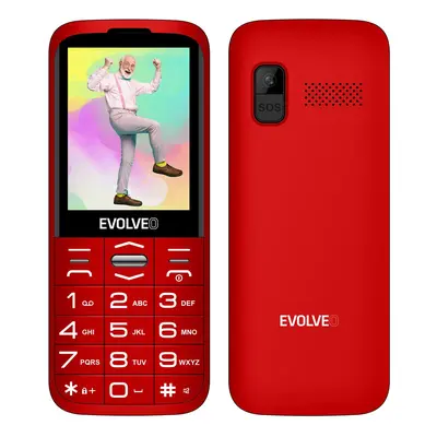 EVOLVEO EasyPhone XO, mobilní telefon pro seniory s nabíjecím stojánkem, červený