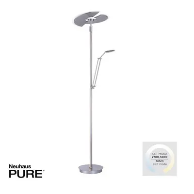 PN 678-55 PURE Mutil LED stojací lampa osvětlení stropu stříbrná se čtecí lampou stmívatelné 270