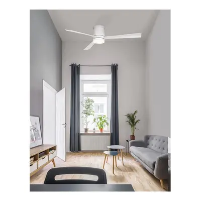 NV 9953015 Stropní ventilátor se světlem SILKY matná bílá ocel a sklo bílé dřevené listy 5 rychl