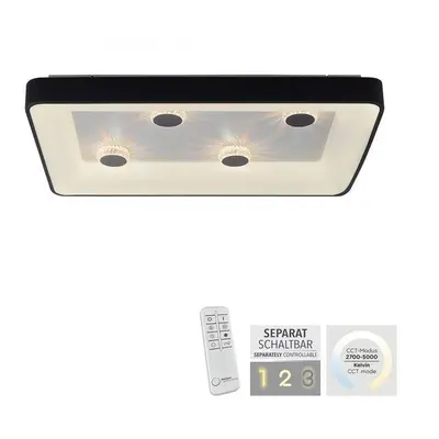 LD 14385-18 VERTIGO LED stropní svítidlo černá hranaté křišťálový efekt stmívatelné CCT 2700-500