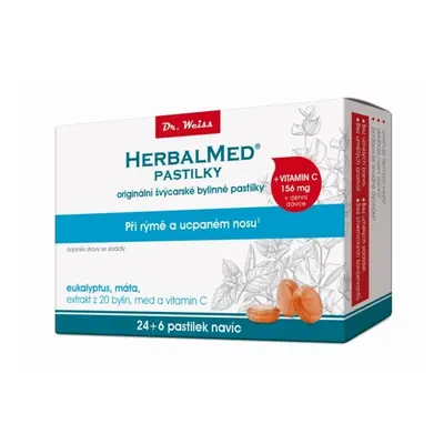 HerbalMed pastilky Dr.Weiss eukalyptus máta vitamin C 24+6ks