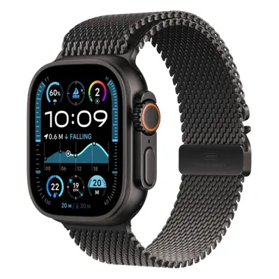 APPLE Watch Ultra (2024) 49mm, Černý titan s černým titanovým milánským tahem